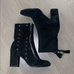 Black suede lace up boots
